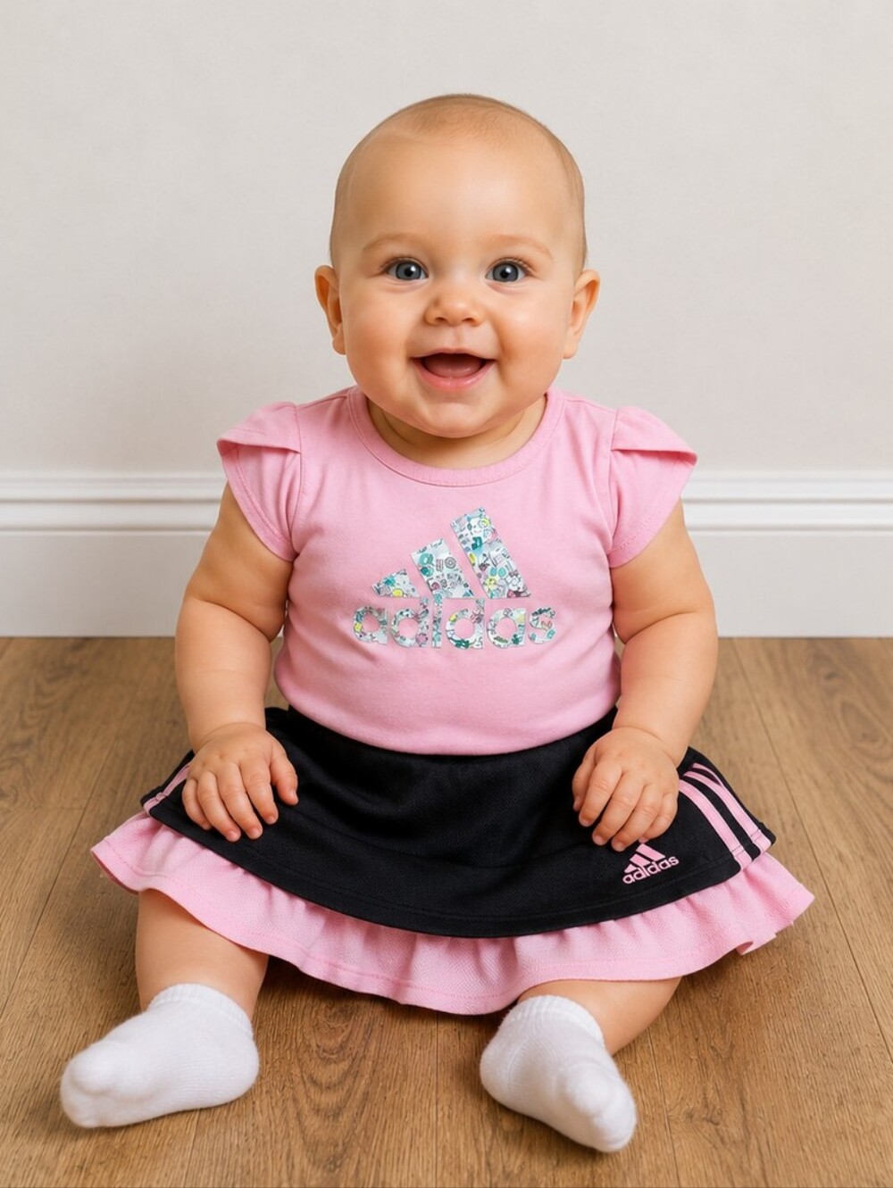 Adidas Kids Pink and Black Skort Set